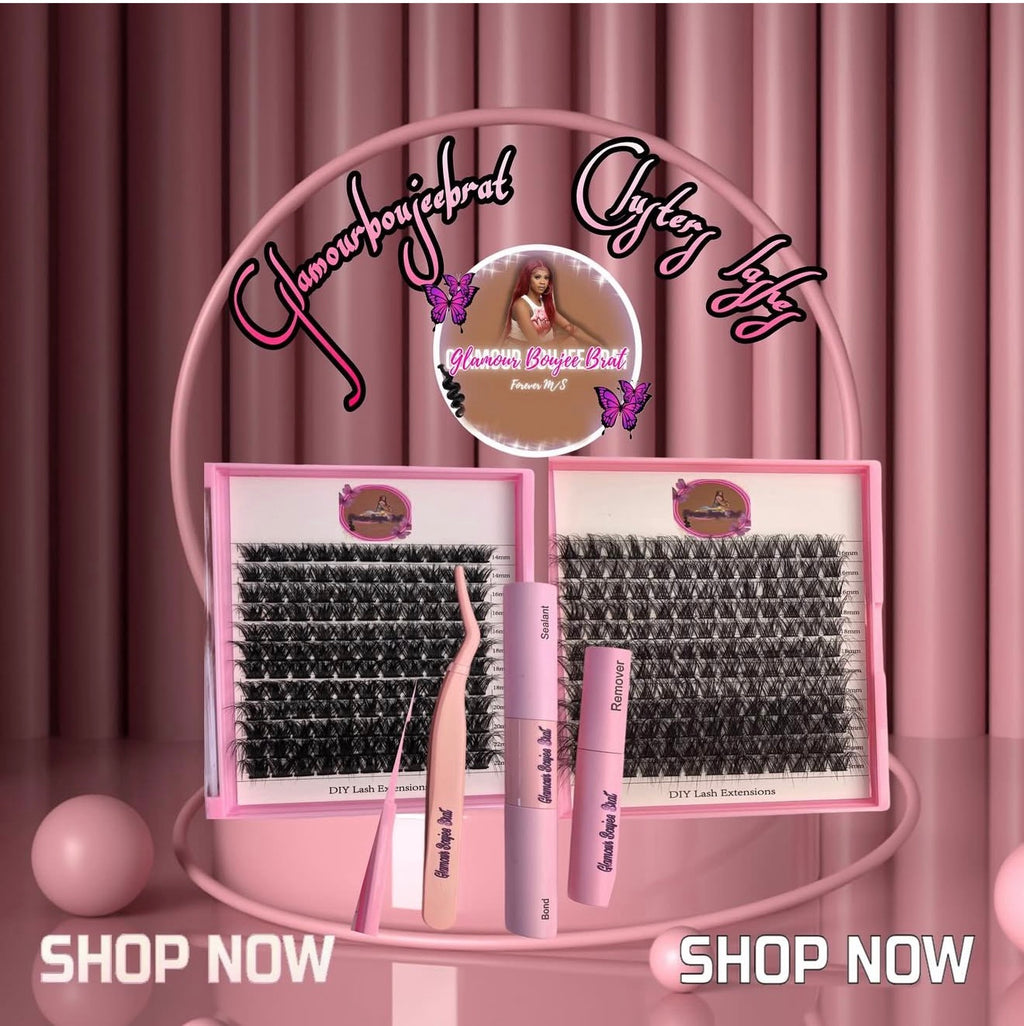 Glamourboujeebrat cluster lashes with bottom 14mm to 25mm